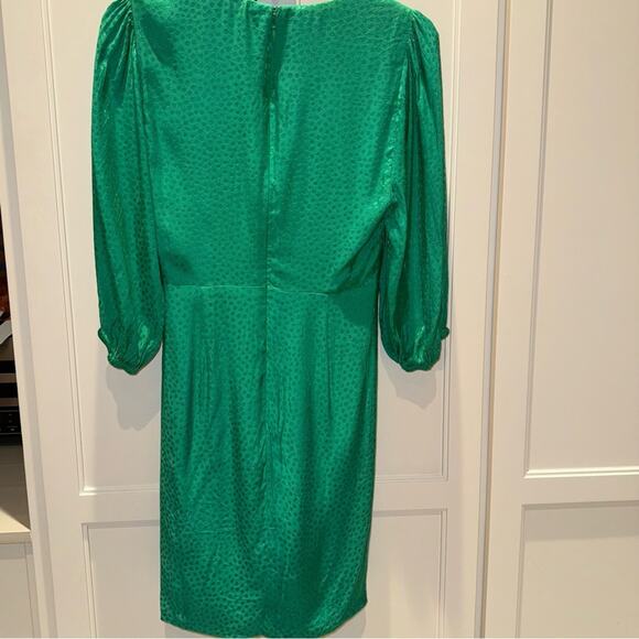 BCBGMAXAZRIA Eve Balloon Sleeve Ruffled Dress Sapphire Green 2 - Picture 6 of 13